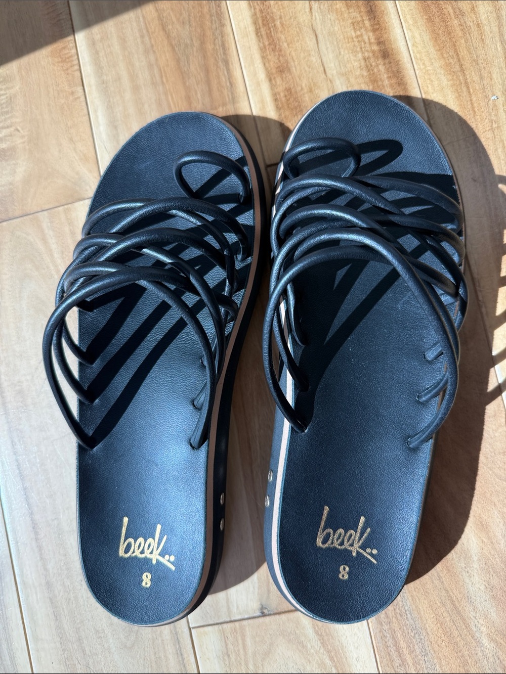 beek Black Multi-Strap Slide Sandals for Women